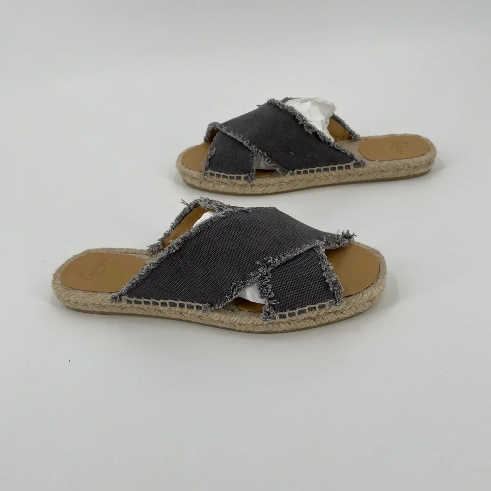 Castaner Palmera‎ Espadrille Sandals Charcoal Gray Frayed Canvas Size 38 US 7.5